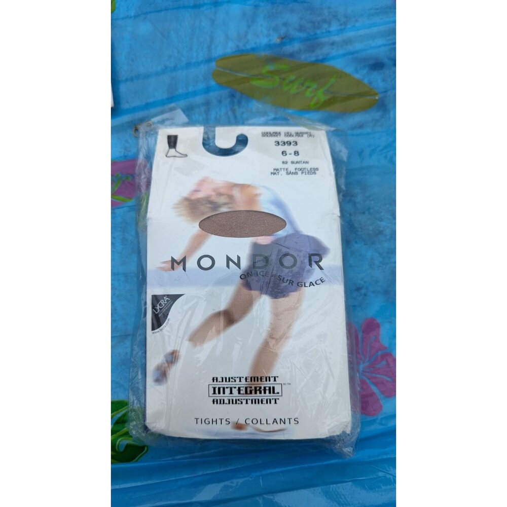 Mondor 3393 Girls' Size 6-8 Footless Skating Tights Suntan